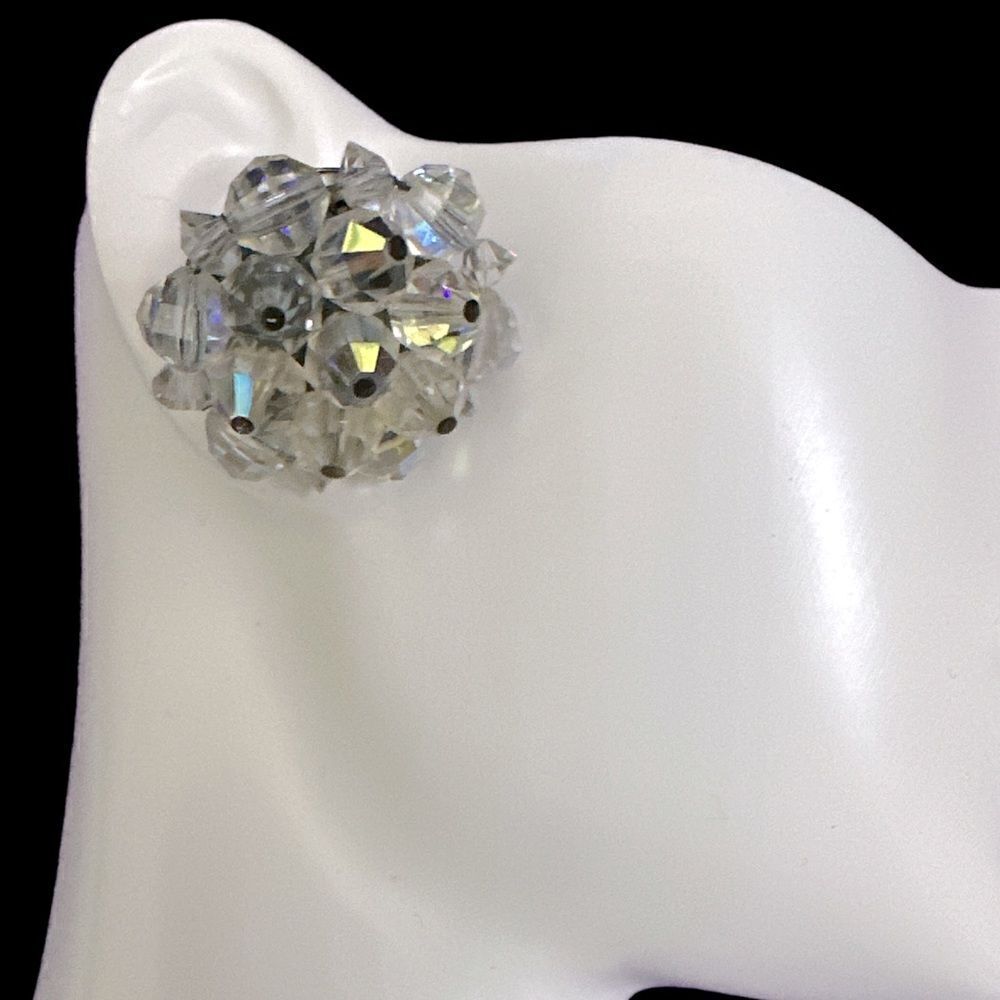 Vintage Laguna AB Crystal cluster earrings clip back